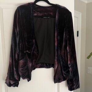Gypsy 05 Velvet Draped Blazer in Plum and Black